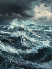 Choppy rough sea with waves in storm water, stormy, ocean, turbulent, water, waves, weather, rough, power, nature