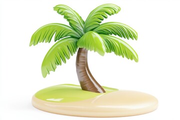 Fototapeta premium 3D Green Palm Tree Isolated and White Background