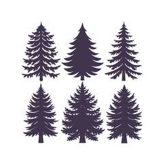 Pine Tree Vector Silhouette Collection
