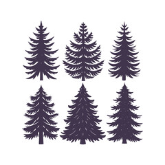Fototapeta premium Pine Tree Vector Silhouette Collection