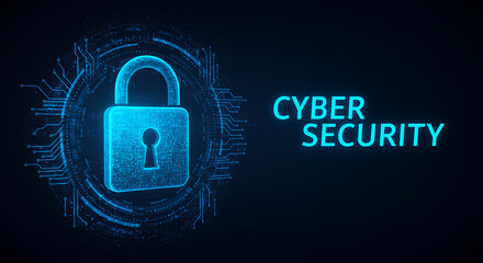 Cyber Security Lock: Digital Protection, Online Safety & Data Privacy. Keep Your Network Secure!