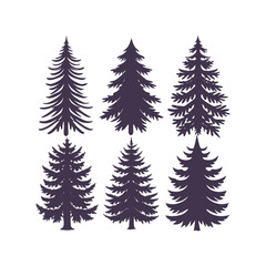 Fototapeta premium Pine Tree Vector Silhouette Collection