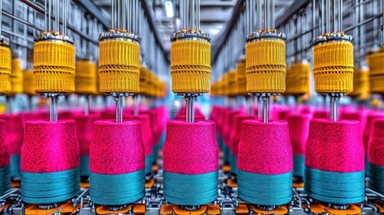 Fototapeta premium Industrial textile manufacturing process in a factory
