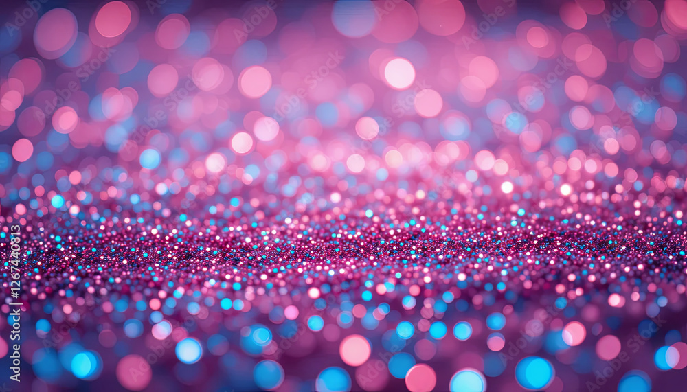 Poster a captivating array of pink and blue glitter reflects light beautifully, creating a shimmering surfa