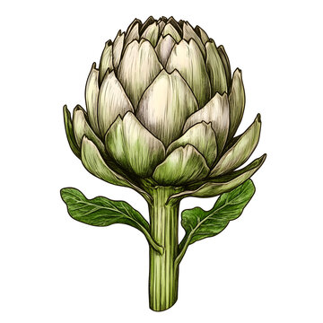 artichoke plant green leaves stem clip art preview