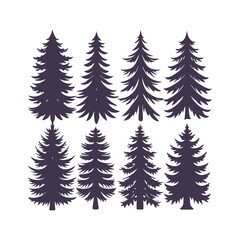 Obraz premium Woodland Pine Tree Clipart Isolated and Versatile Design Elements