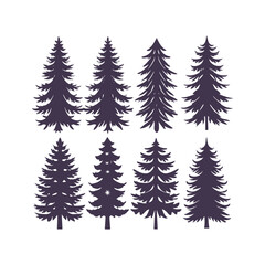 Woodland Pine Tree Clipart Isolated and Versatile Design Elements