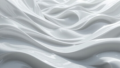 Obraz premium Flowing white fabric forms smooth waves, illuminated gently by light. This tranquil composition evokes calm and simplicity, inviting exploration of textures