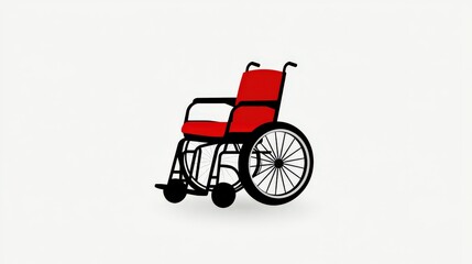 Fototapeta premium A simple, modern illustration of a red wheelchair on a plain background, symbolizing accessibility