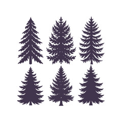 Obraz premium Woodland Pine Tree Clipart Isolated and Versatile Design Elements