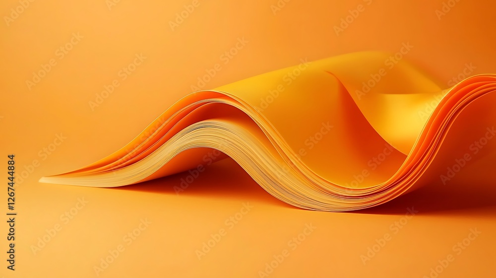 Poster abstract orange waves flowing on orange background, design element