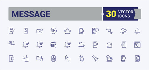 Fototapeta premium Message collection. Contains related to application, mobile, information, chat, door and more. Icon design. Vector icons editable stroke.