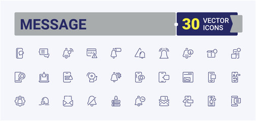 Message collection. Contains related to application, mobile, information, chat, door and more. Icon design. Vector icons editable stroke.