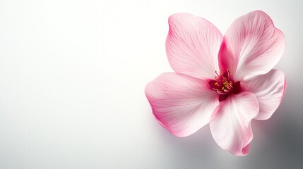 Obraz premium a single cherry blossom flower, delicate and minimalistic, hyperdetailed realism, isolated on white background