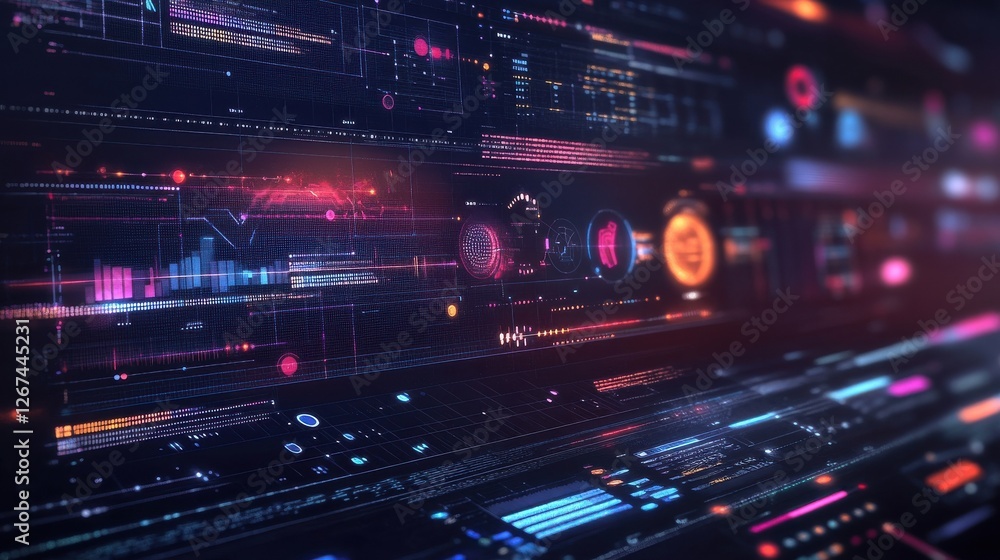 Poster background image with media screen. diagrams and graphs