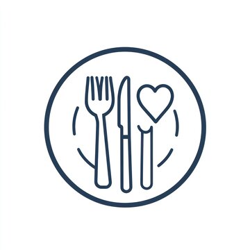 plate with fork knife heart icon clip art preview