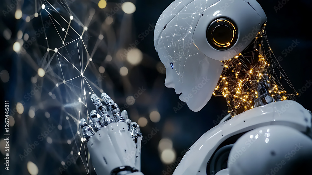 Aufkleber innovative ai technology and machine learning advancements futuristic lab digital art high-tech envi