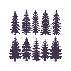 Obraz premium Set of Pine Tree Silhouettes: Minimalist Vector Illustration