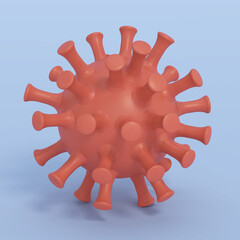 Cartoon virus isolated on blue background. 3D illustration