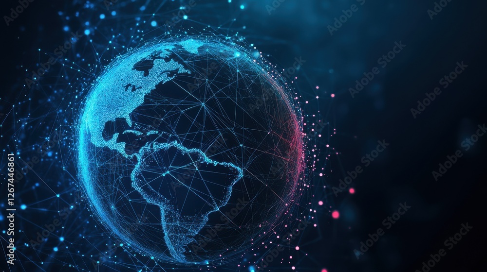 Poster abstract global technology background. global network connection. point and curve constructed the sp