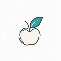 Fototapeta premium Simple apple icon, healthy fruit, isolated on white background, for digital use, educational or healthy eating concept