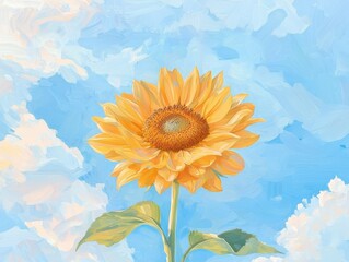 Obraz premium Vibrant sunflower blooms against bright sky botanical illustration nature outdoor perspective floral beauty