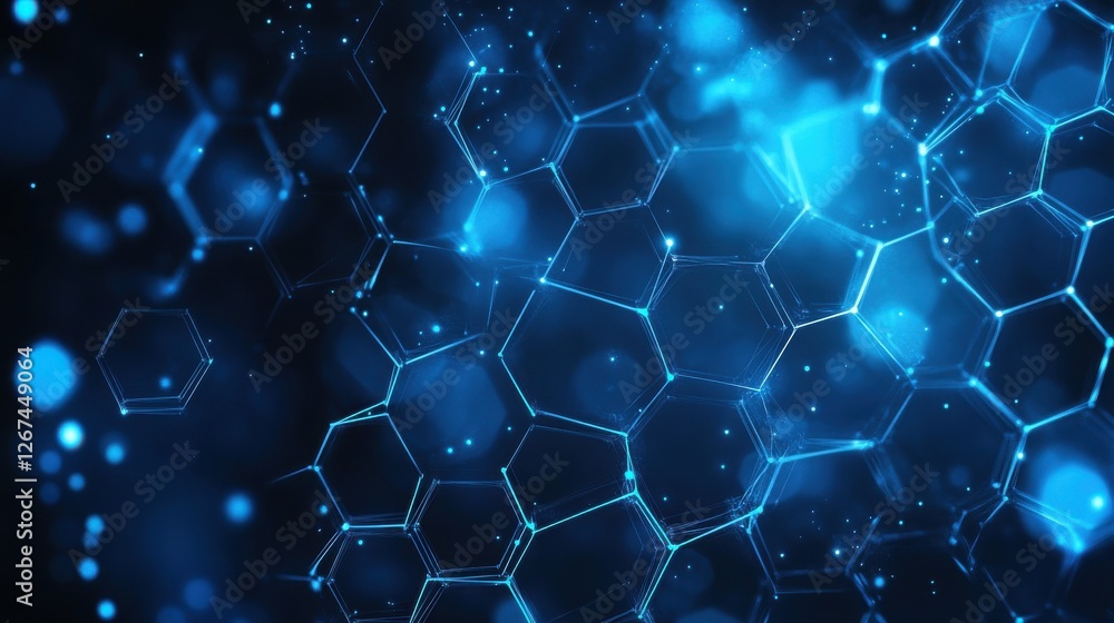 Poster digital technology background. abstract hexagons background with lines and dots. design for science,