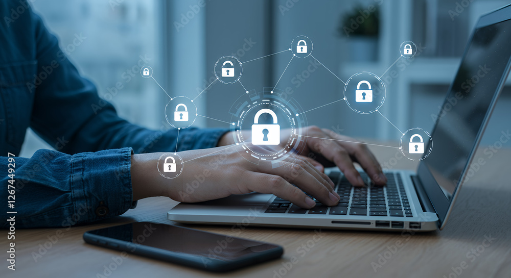 Aufkleber cyber security: protecting your data online. safeguard your digital life with advanced security solu