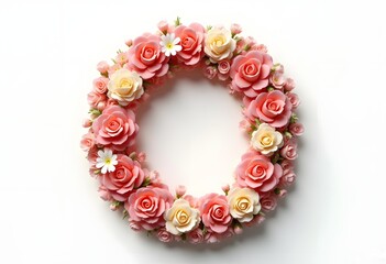 Naklejka premium Letter O made with flower and leaves on bright white background. Floral mother's day alphabet concept. Spring blossom, valentine or romantic font collection. Flat lay, top view. 