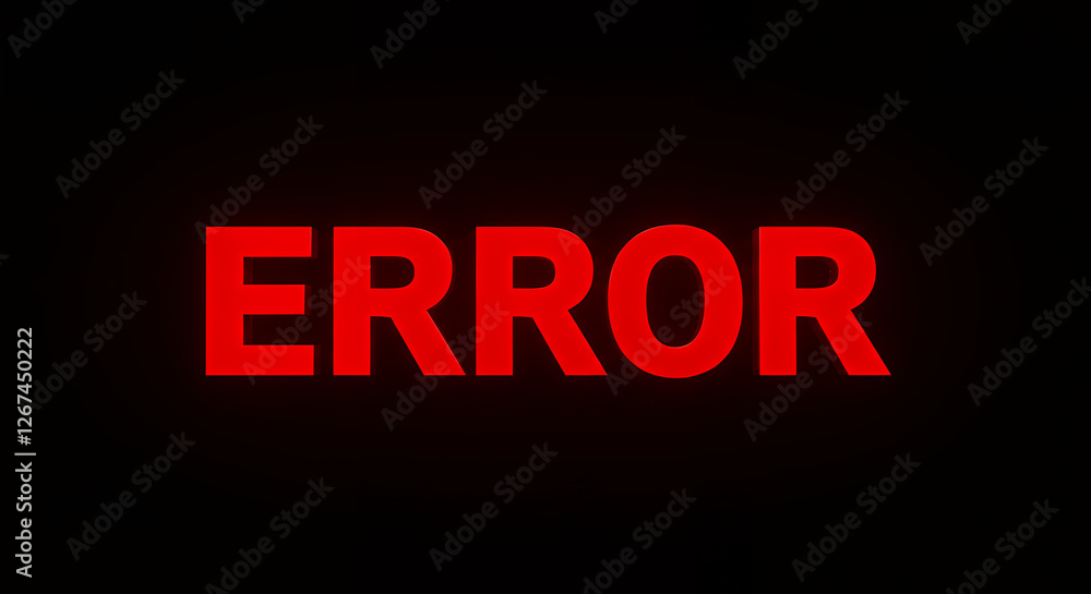 Poster red error message: glitch, failure, system error, technology problems, warning, alert, crash, softwa