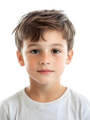 Portrait boy ID photo on gray background