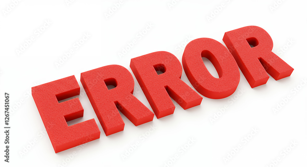 Poster red error: 3d tech failure, system crash & warning signage visual - technical fault, mistake alert, 