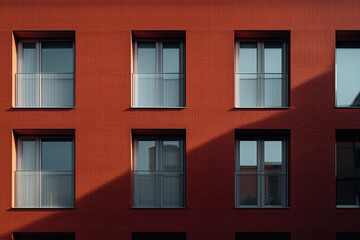 Obraz premium Red Brick Building Facade with Windows