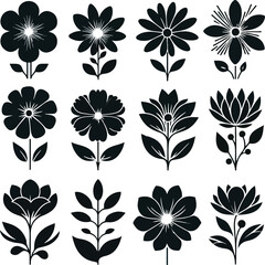 Flower vector silhouettes
