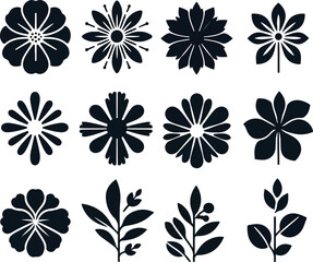 Flower vector silhouettes