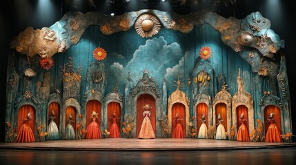 Fototapeta premium Enchanted Stage: A Whimsical Puppet Theater Backdrop