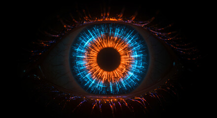 Cybernetic Eye: Futuristic Glowing Iris - Digital Vision, Artificial Intelligence, Technology, and Sci-Fi Art