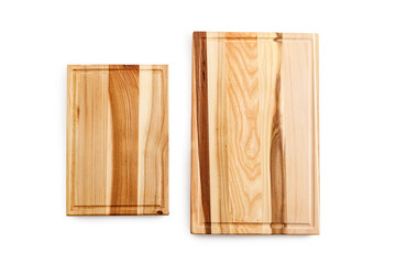 Rectangular wooden cutting board on White Background. Mockup