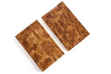 Rectangular wooden cutting board on White Background. Mockup