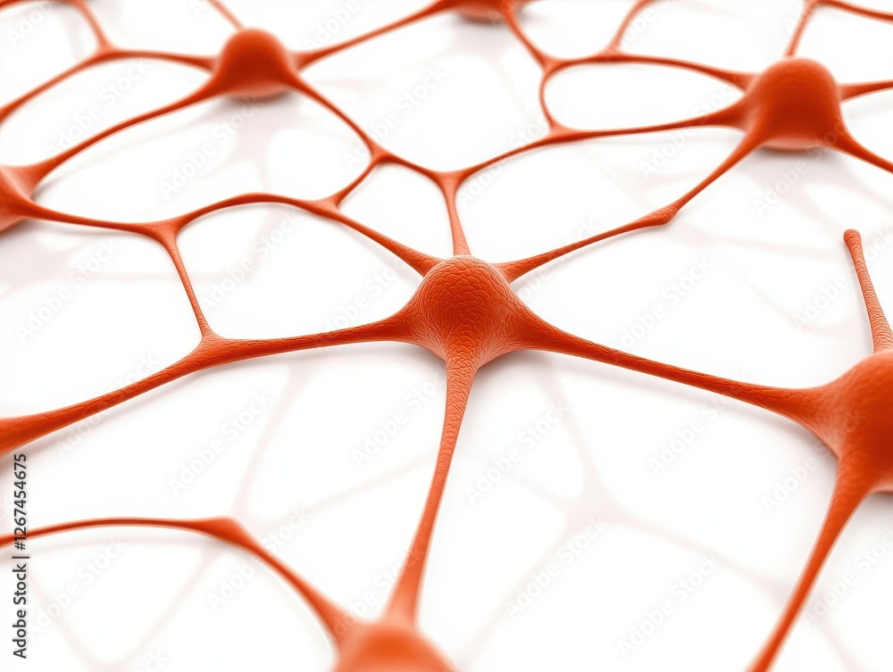 Aufkleber a close-up view of an intricate, interconnected network of orange structures against a white backgro