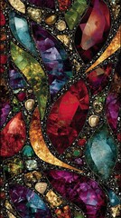 Fototapeta premium A mesmerizing vision of gemstones in motion. The sinuous forms of precious stones intertwine and twist, creating an intricate and hypnotic pattern.