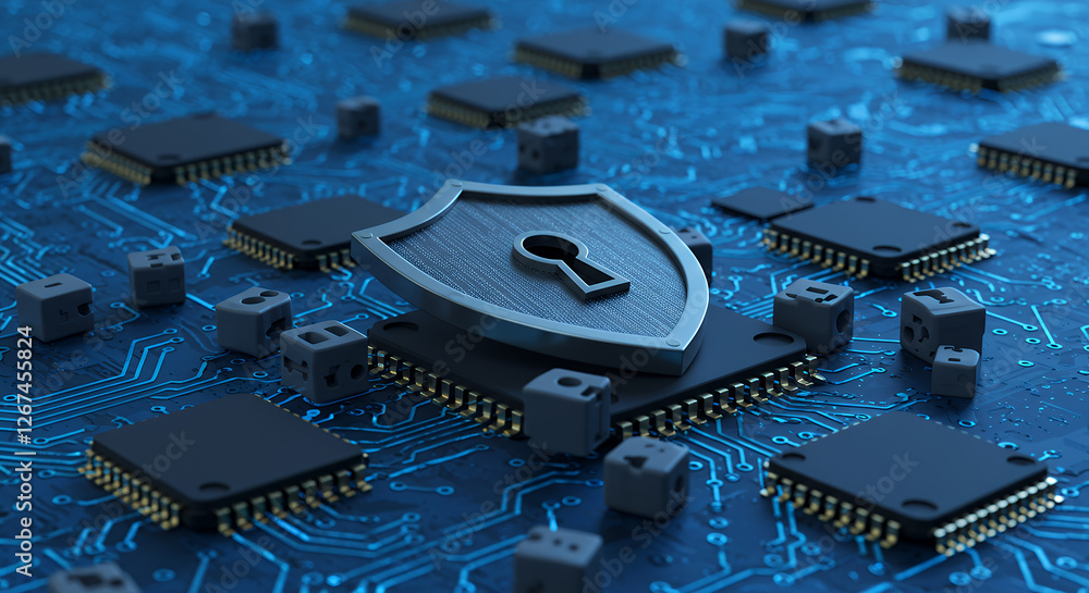 Poster cyber security shield: protecting data with secure tech. digital defense, data protection, online sa