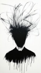 Fototapeta premium Chaotic mind abstract art silhouette