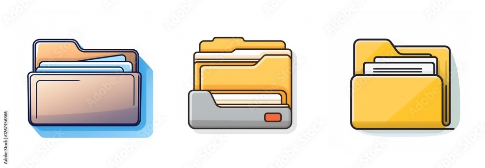 Leinwandbilder three folder icons are displayed in a row. each icon is a stylized depiction of a file folder, with 