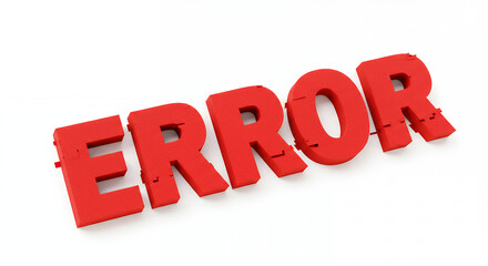 Error! Red 3D Text Graphic, Failure, Problem, Mistake, Issue, Warning, Danger, Alert, Glitch, Malfunction, Bug, System Failure, Risk, Crash, Fault