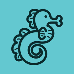 Obraz premium Lineart outline Sea Animal in cute colorful design for kids and education