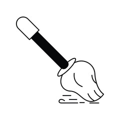 broom glyph outline icon with white background vector stock illustration