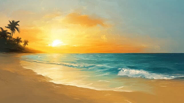 Serene Sunset Melting into the Ocean Horizon