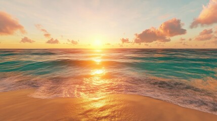 Obraz premium Golden Sunset Over Tropical Hawaiian Cove