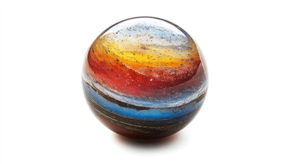 Obraz premium Colorful Glass Marble with Gradient Colors Isolated on White Background